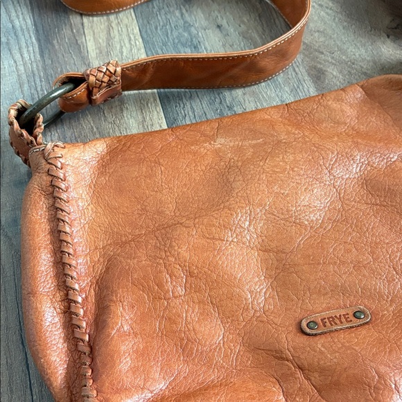 FRYE Cognac Leather Crossbody Saddle Bag Braided Boho Chic Western Inspired - Picture 10 of 16